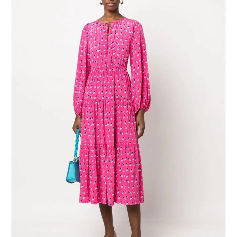 Diane von Furstenberg  tiered printed crepe de chine midi dress
